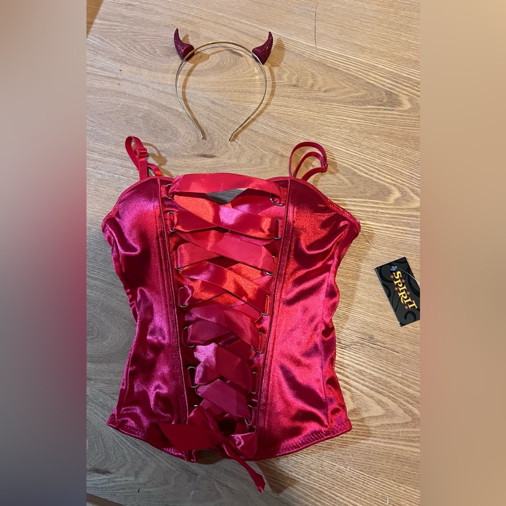 Red lace up corset Dpirit Halloween size xs